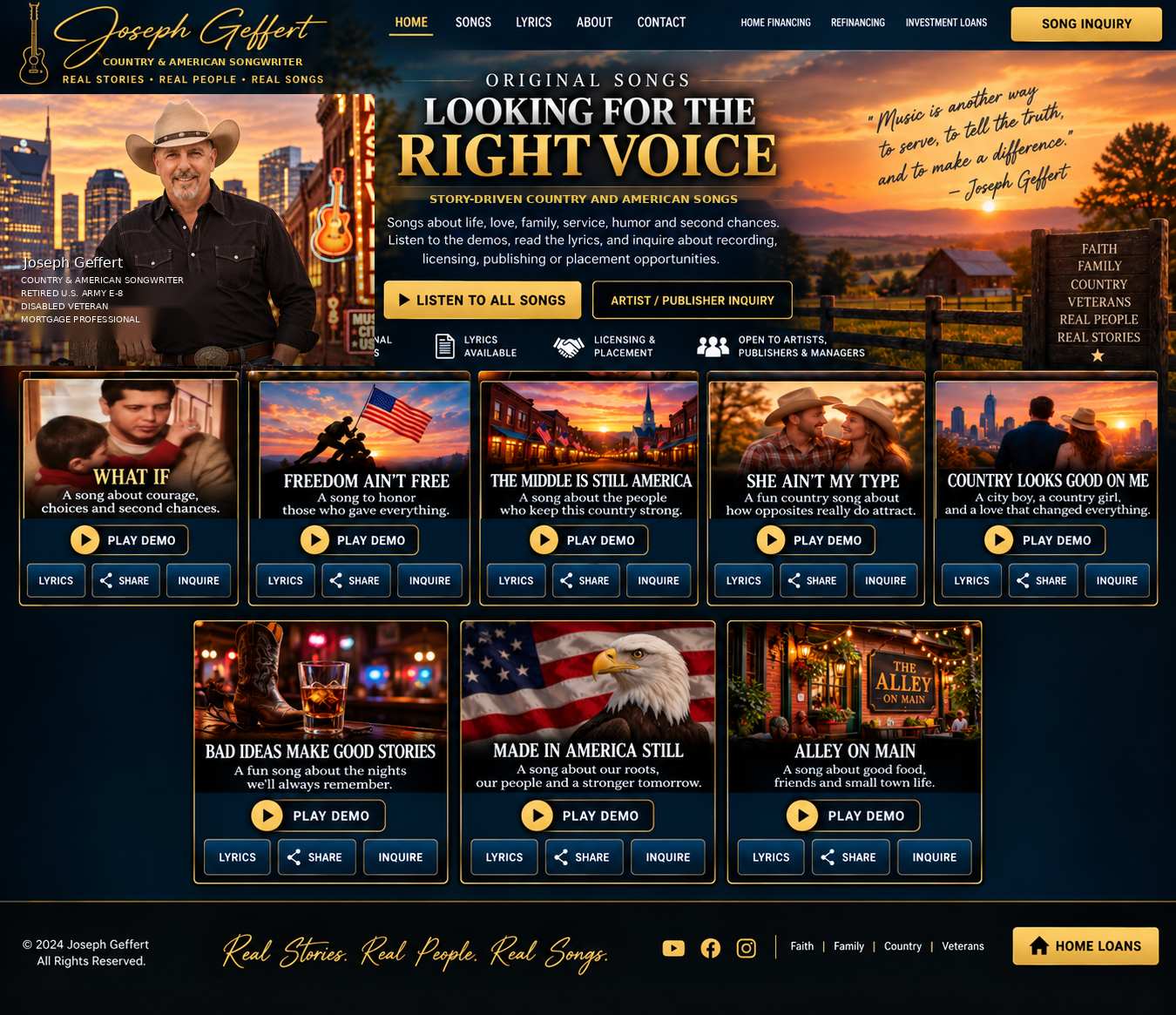 Joseph Geffert Country and American Songwriter - Original Songs Looking for the Right Voice